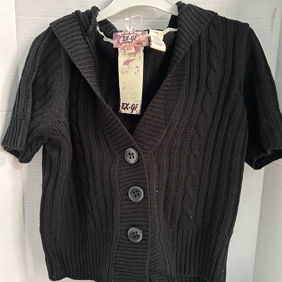 EX-GF black short-sleeves sweater with hood - Picture 1 of 7